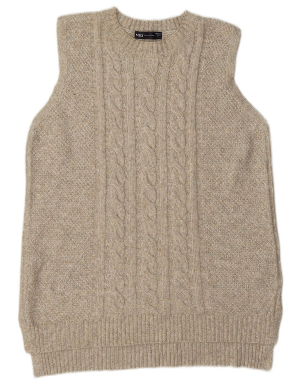 Marks & Spencer Damen Übergroßes Weste-Tanktop UK 14 Medium Beige Polyester