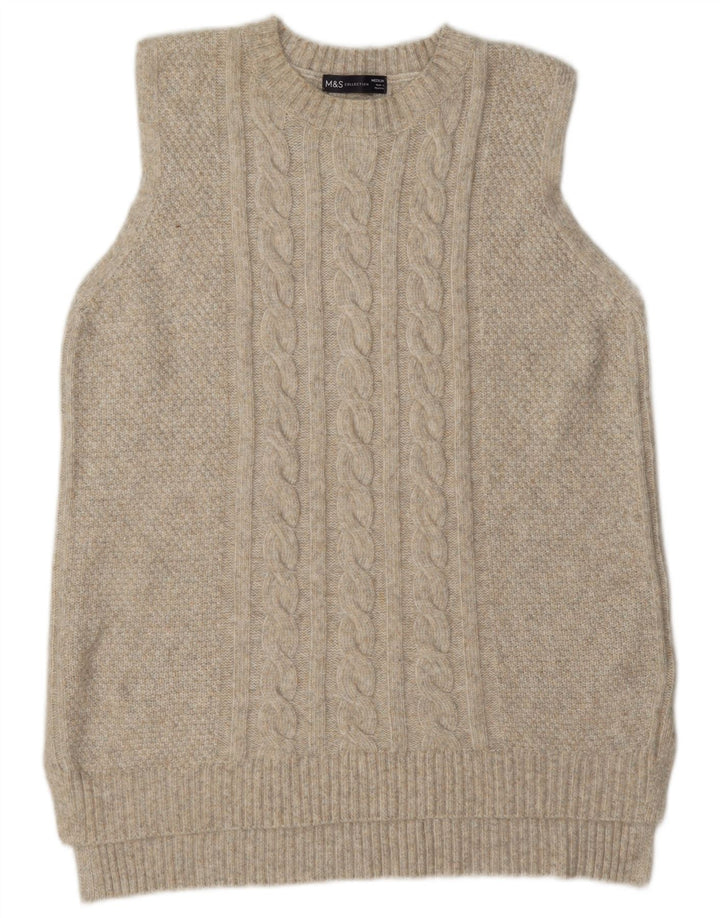 Marks & Spencer Damen Übergroßes Weste-Tanktop UK 14 Medium Beige Polyester