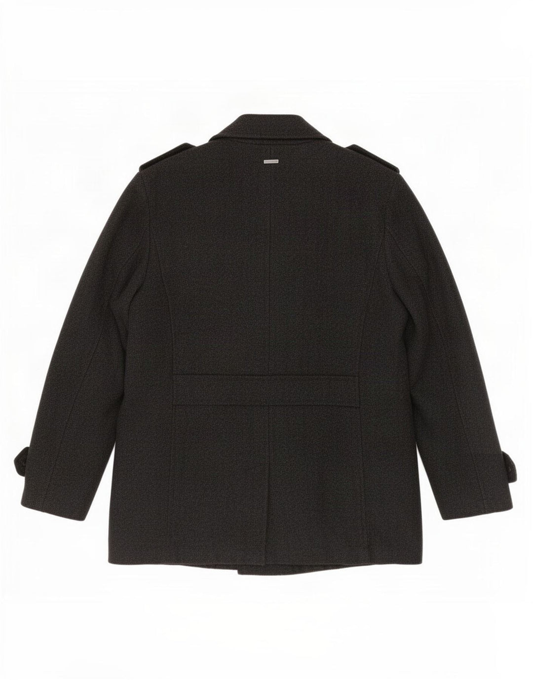 Calvin Klein Herren Pea Coat UK 40 Große graue Wolle mit Fischgrätenmuster