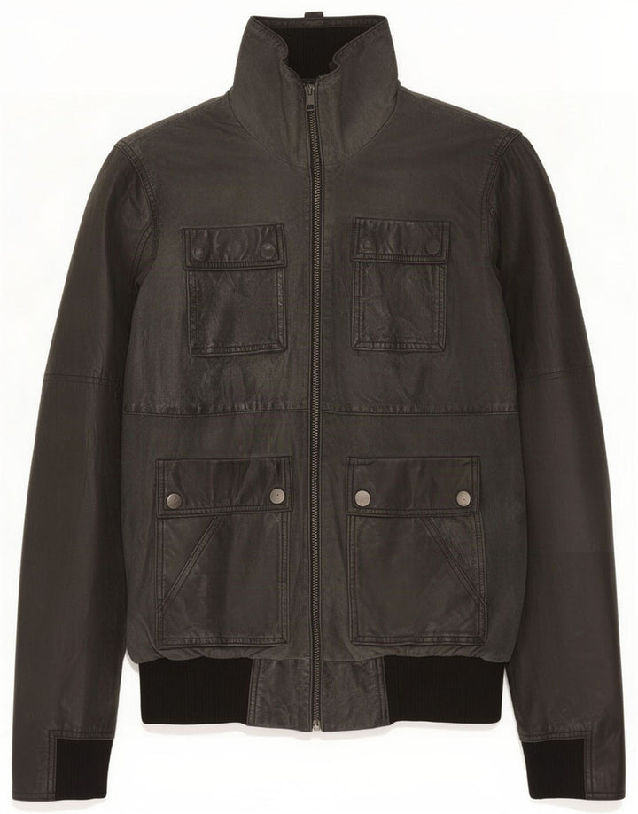 Vintage Herren-Lederjacke in Übergröße, klein, Marineblau