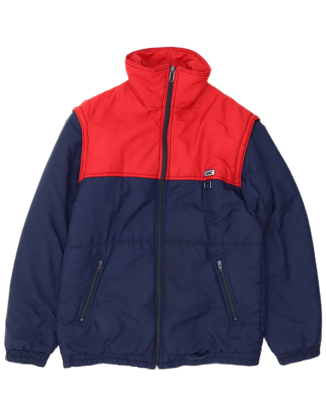 VINTAGE Wattierte Herrenjacke UK 38 Medium Navy Blue Colourblock Polyamid