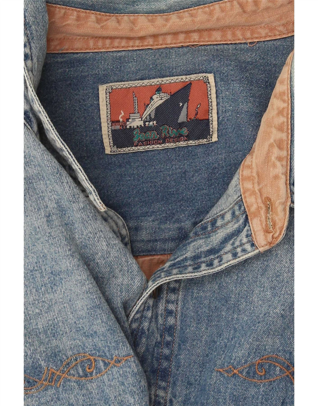 Jean Rive Herren Jeanshemd XL Blau Colourblock