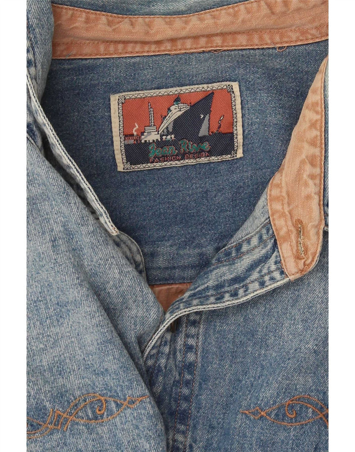 Jean Rive Herren Jeanshemd XL Blau Colourblock