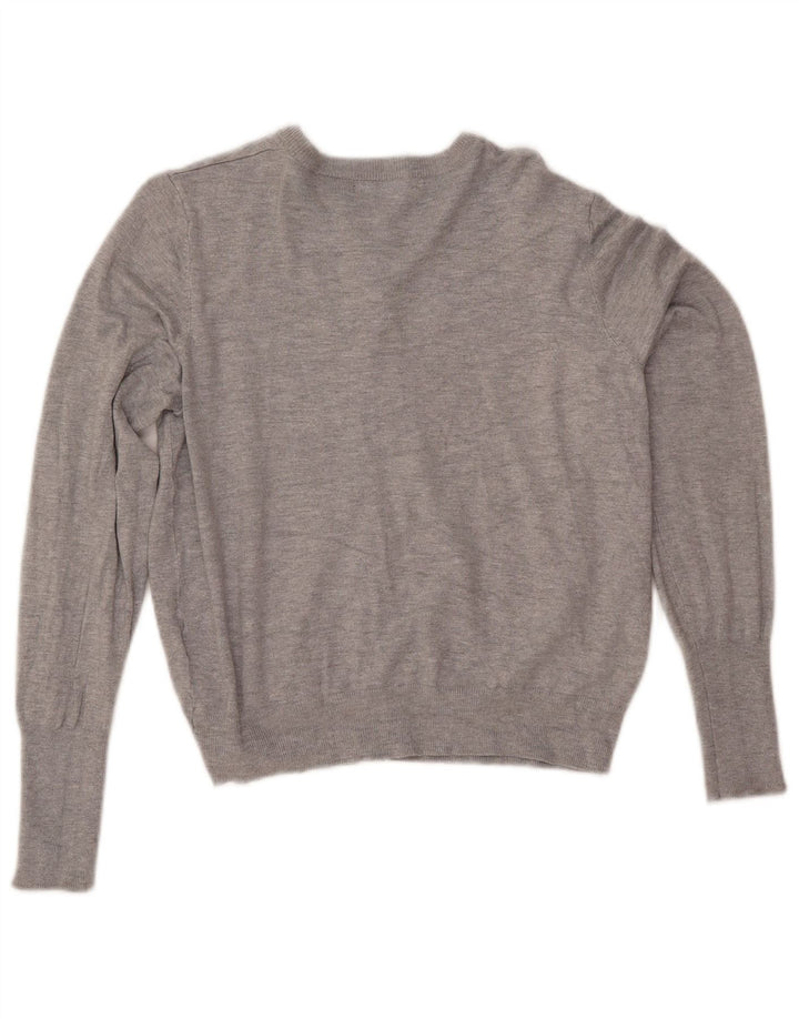 MARKS & SPENCER Damen Crop Cardigan Pullover UK 14 Mittelgraue Viskose