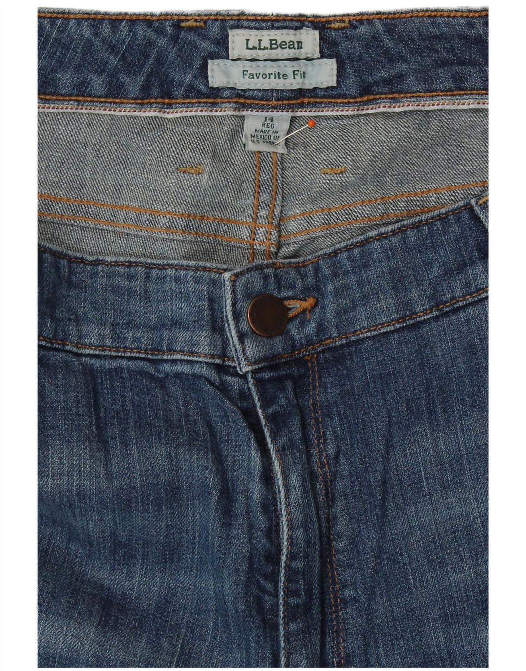 L.L.BEAN Womens Favorite Fit Straight Jeans US 14 XL W36 L30 Blau