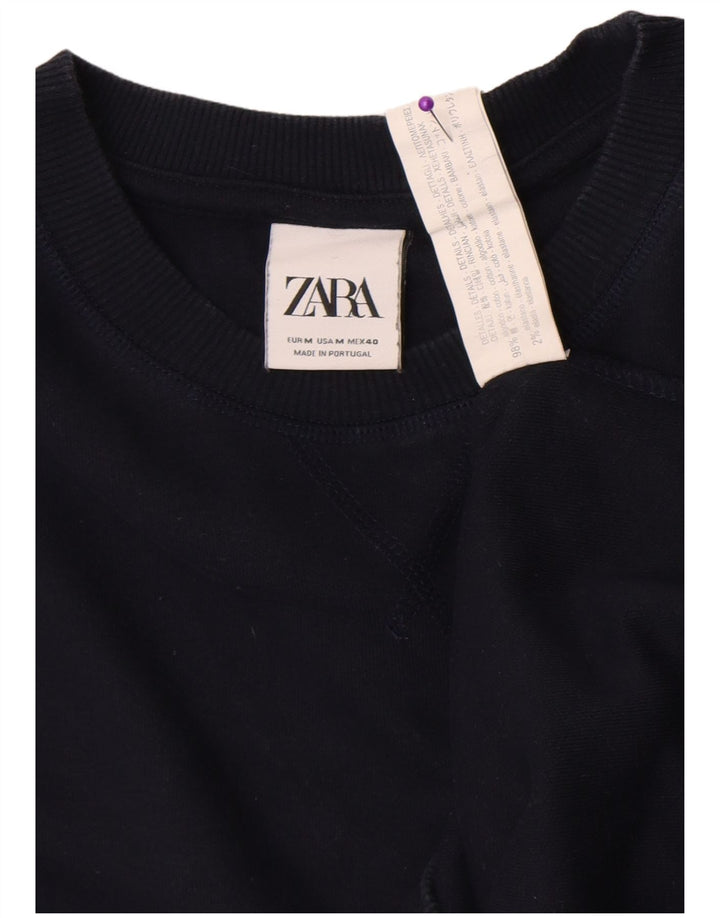 Zara Herren-Sweatshirt-Pullover, mittelmarineblaue Baumwolle