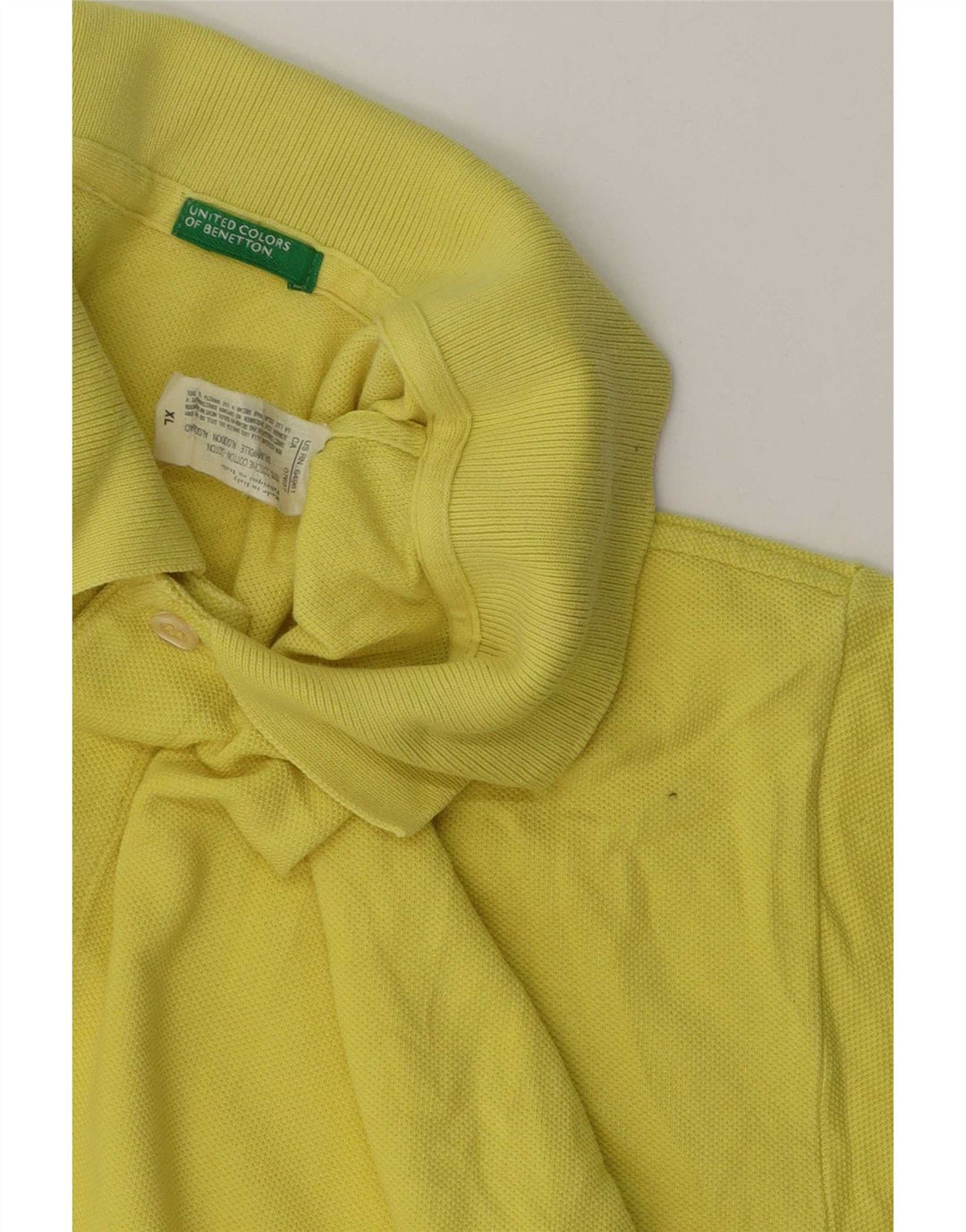 Benetton Herren Poloshirt XL Gelb Baumwolle
