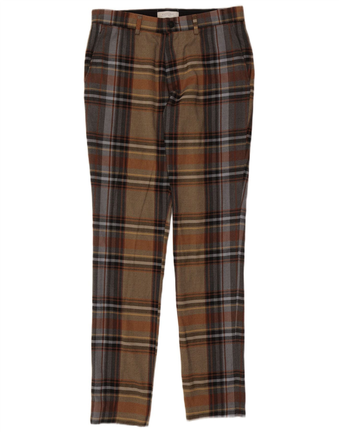 Zara Slim Chino-Hose für Herren, EU 40, M, W31, L33, mehrfarbig, kariert