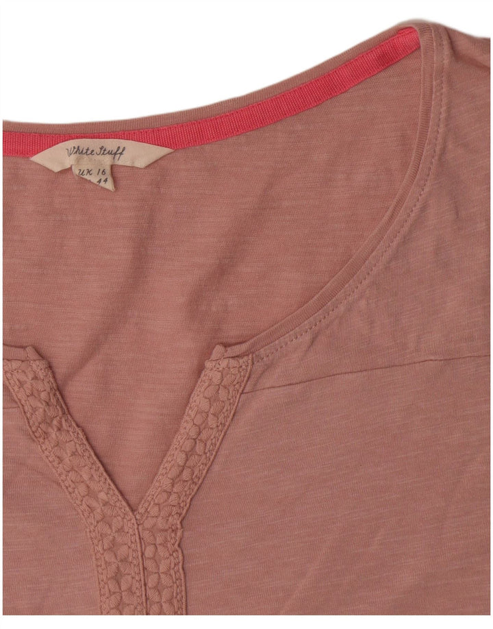 White Stuff Damen T-Shirt Top UK 16 Large Rosa Baumwolle