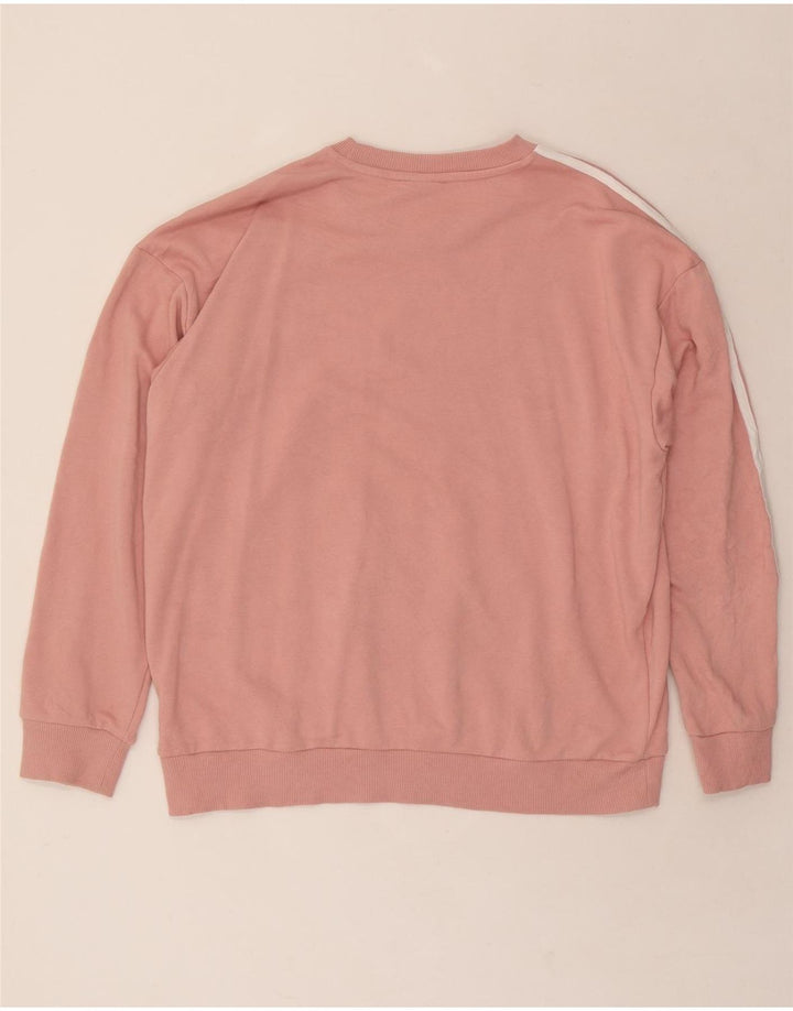 ADIDAS Womens Oversized Sweatshirt Jumper UK 12/14 Medium Pink Cotton Vintage Adidas and Second-Hand Adidas from Messina Hembry 