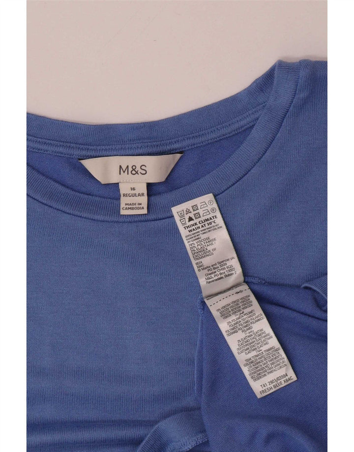 Marks & Spencer Damen Top Langarm UK 16 Large Blaue Viskose