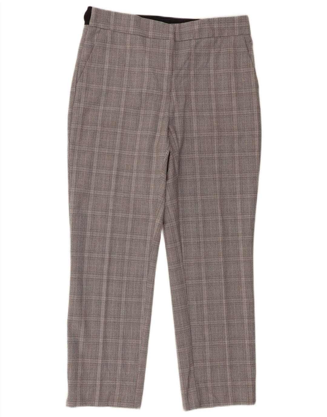 Zara Slim Chino-Hose für Damen, groß, W30, L27, grau kariertes Polyester