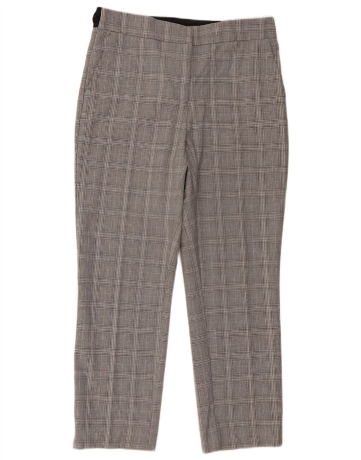 Zara Slim Chino-Hose für Damen, groß, W30, L27, grau kariertes Polyester