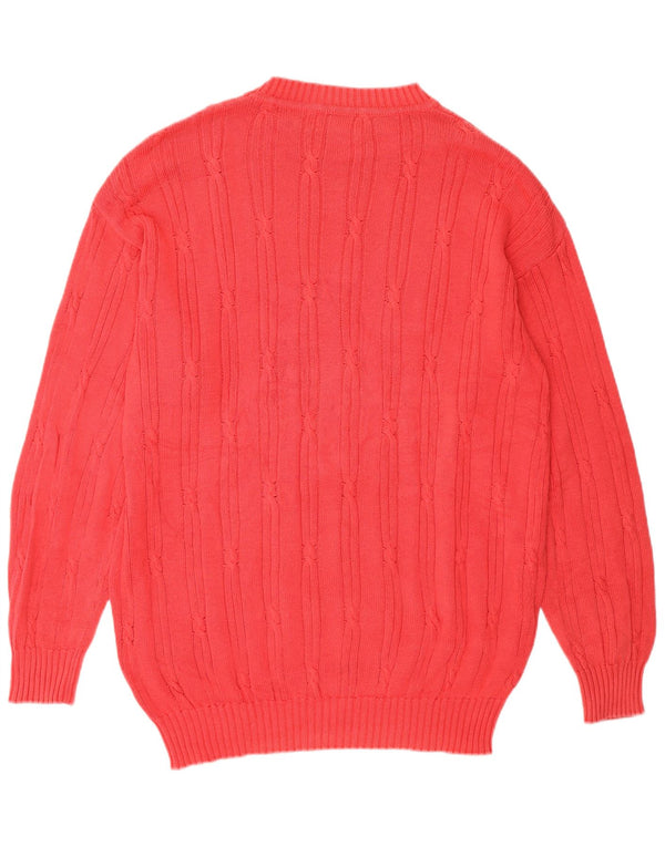 Benetton Womens Crew Neck Jumper Sweater UK 18 XL Red Cotton