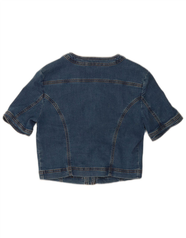 Sisley Damen Crop Short Sleeve Denim Jacke UK 8 Small Blau Baumwolle