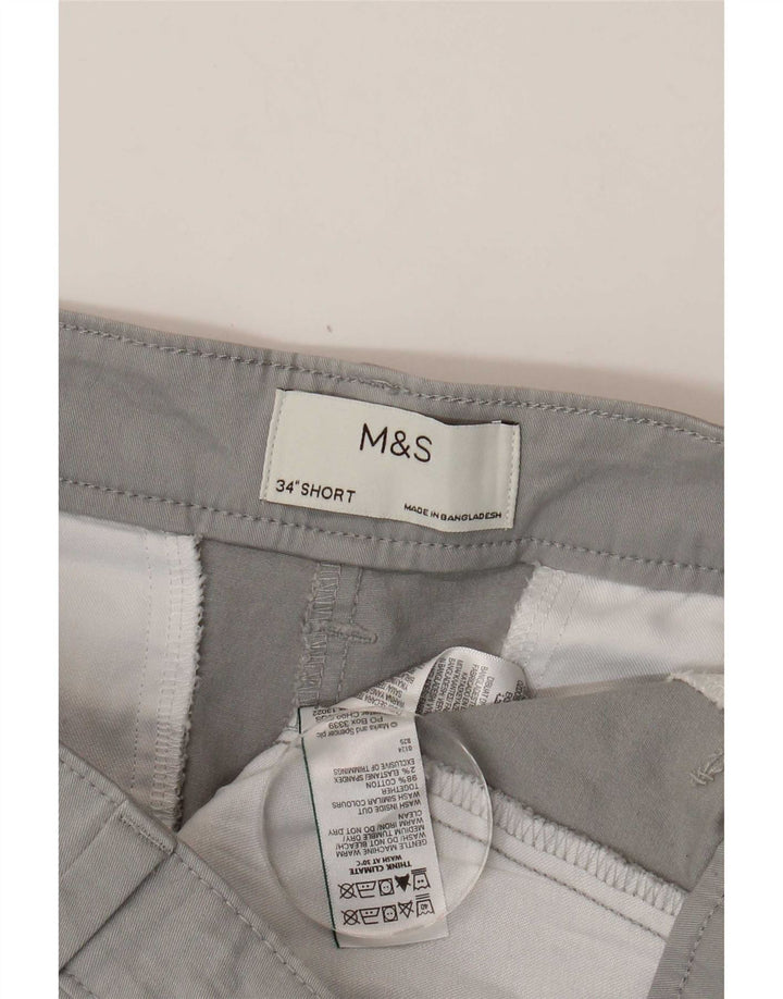 Marks & Spencer Herren Chinoshorts W34 Large Grau Baumwolle