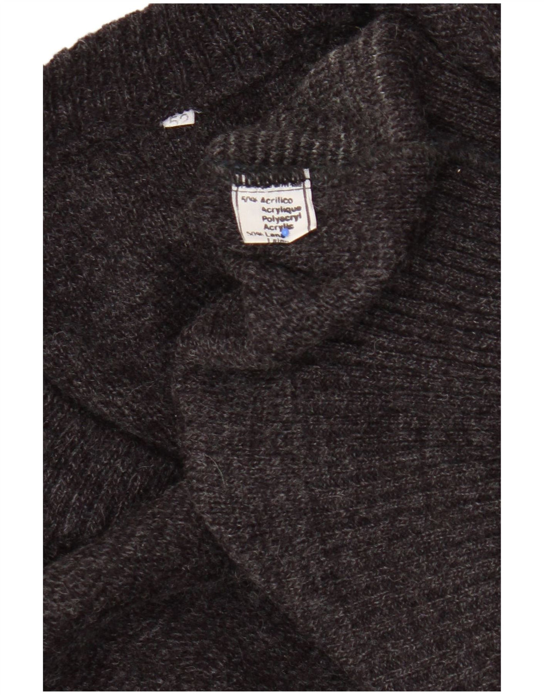 Vintage Herren V-Ausschnitt Pullover IT 52 Großes graues geometrisches Acryl