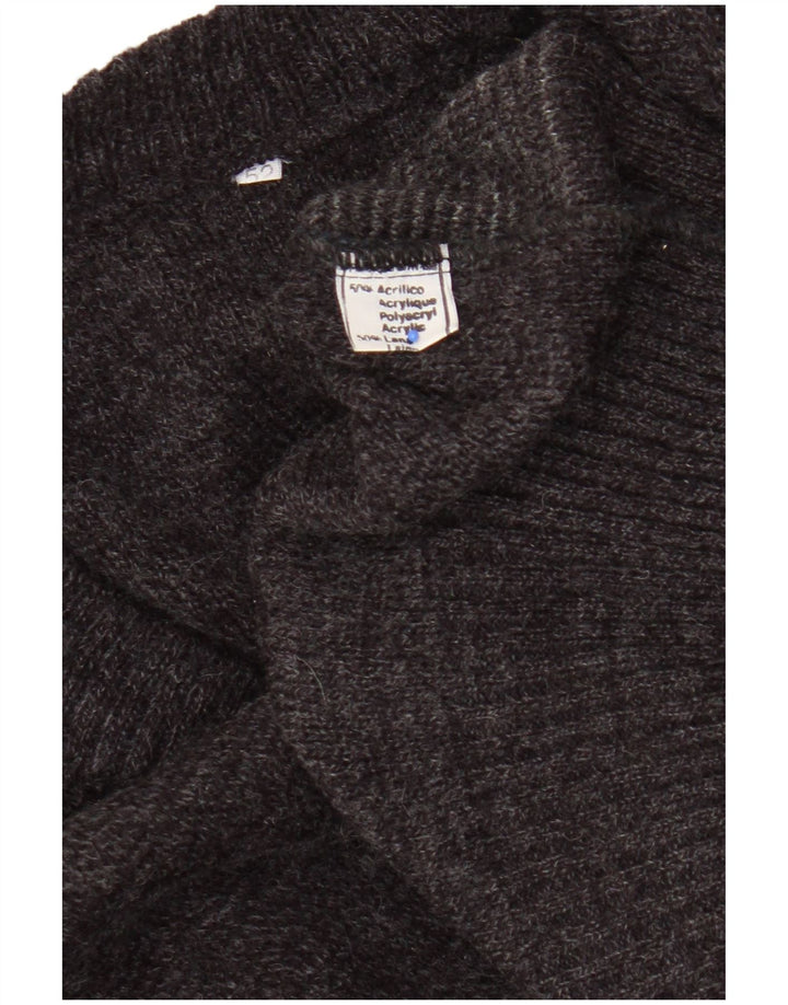 Vintage Herren V-Ausschnitt Pullover IT 52 Großes graues geometrisches Acryl