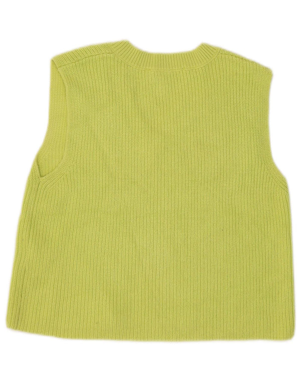 Zara Damen Crop Vest Tank Top UK 10 Small Grüne Baumwolle