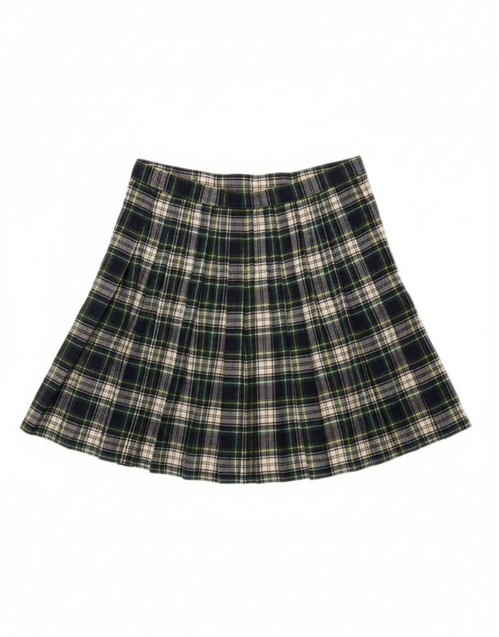 Vintage Damen Mini Wickelrock W28 Mittelgrün kariert