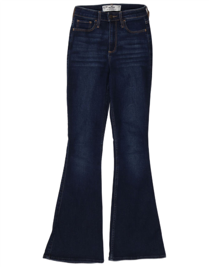 HOLLISTER Damen Curvy High Rise Flared Jeans W24 L32 Marineblaue Baumwolle
