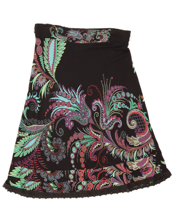 Desigual Damen A-Linien-Rock Medium W30 Schwarze Paisley-Viskose