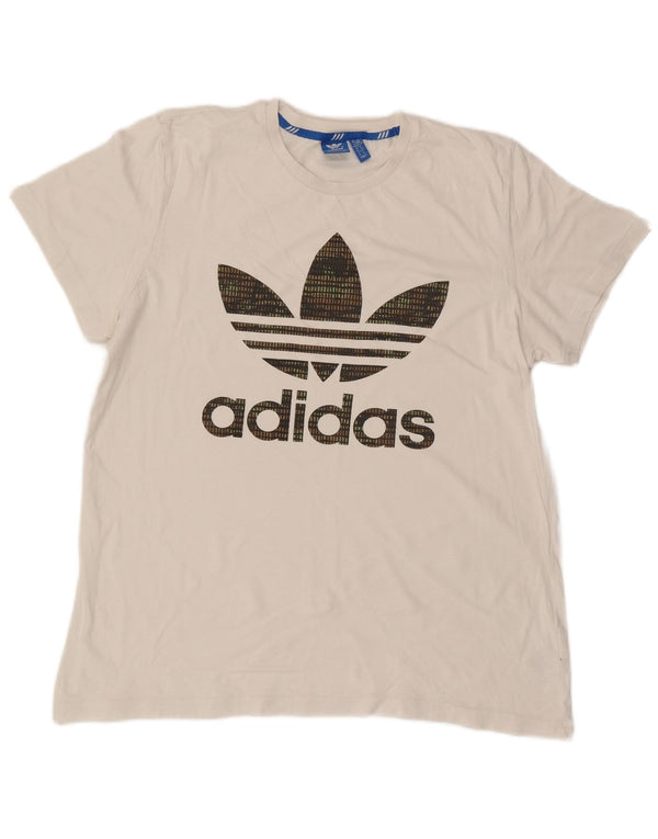 Adidas Herren Grafik T-Shirt Top XL Weiß Baumwolle
