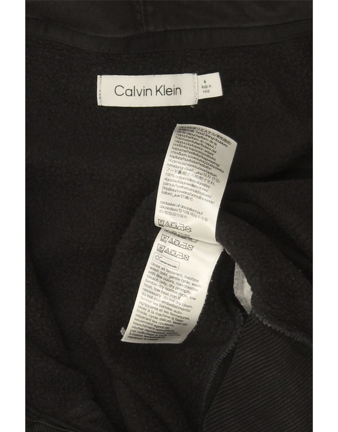 Calvin Klein Jeans Damen Crop Zip Hoodie Pullover UK 14 Medium Schwarz