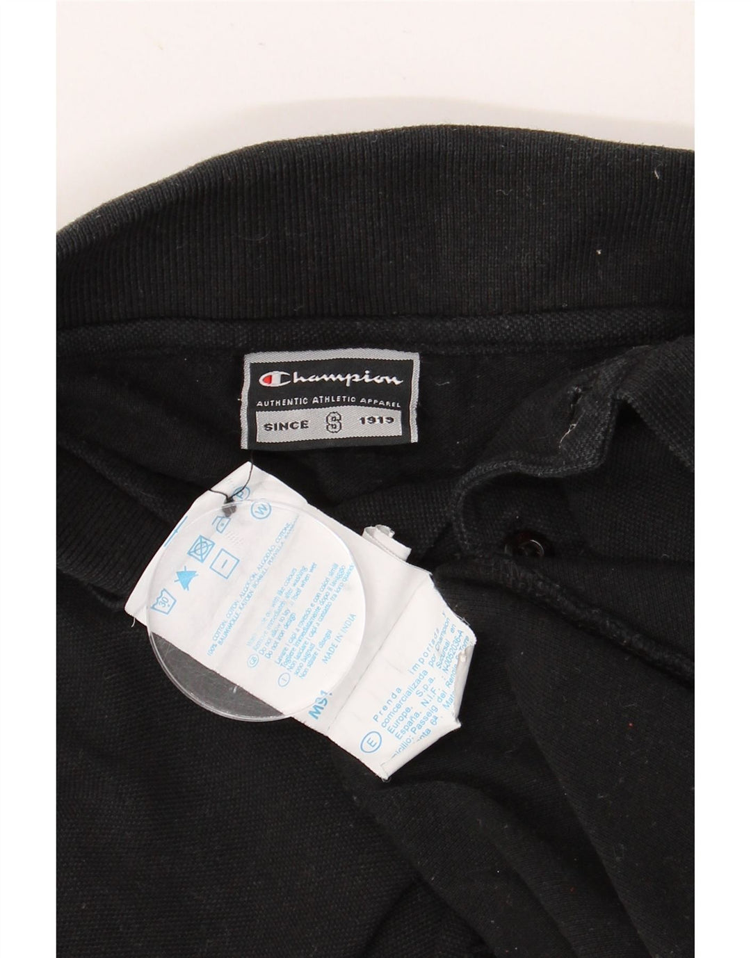 CHAMPION Herren-Langarm-Poloshirt aus mittelschwarzer Baumwolle