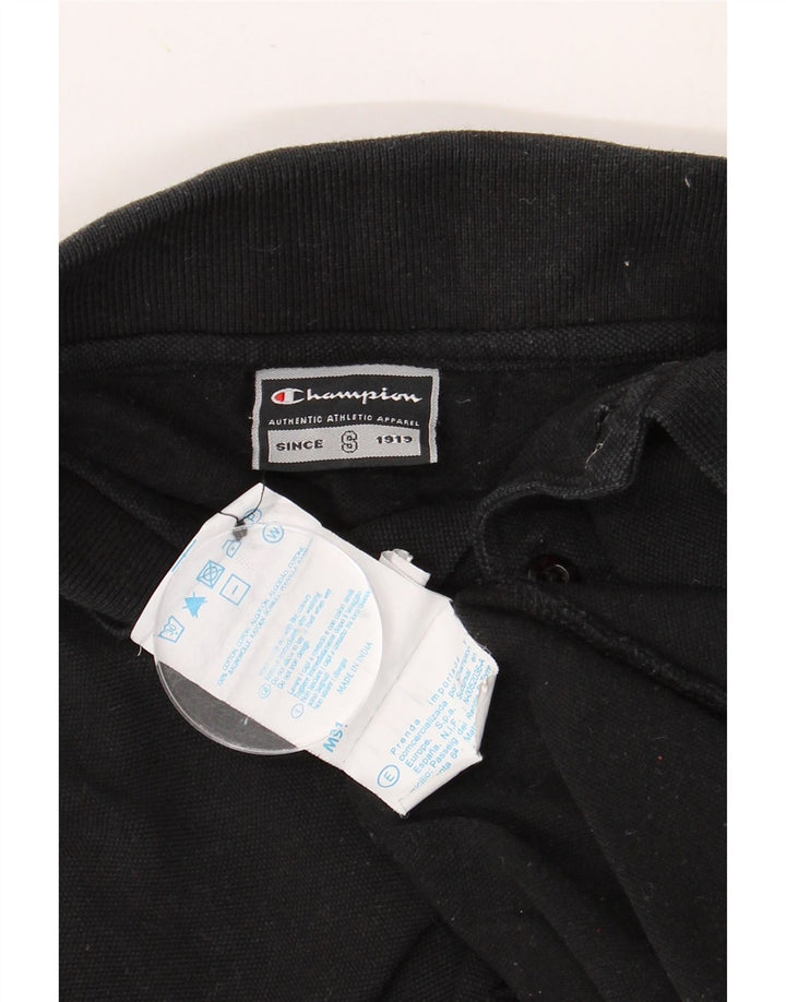 CHAMPION Herren-Langarm-Poloshirt aus mittelschwarzer Baumwolle