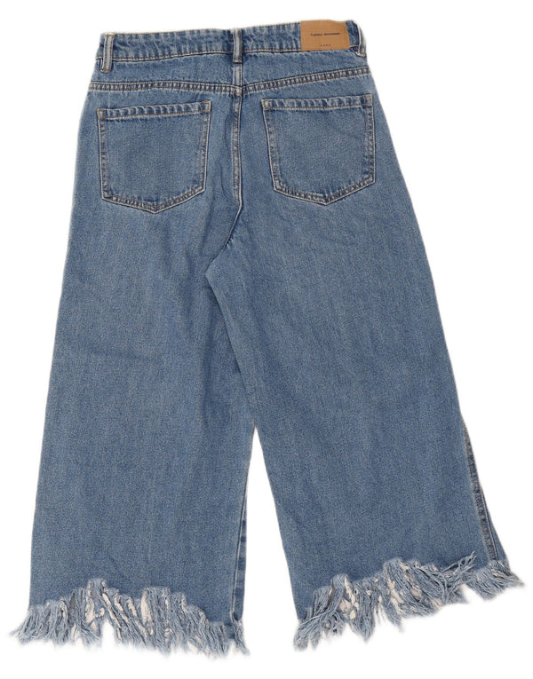 Zara Damen Trafaluc Capri Wide Leg Jeans EU 34 2XS W24 L20 Blaue Baumwolle