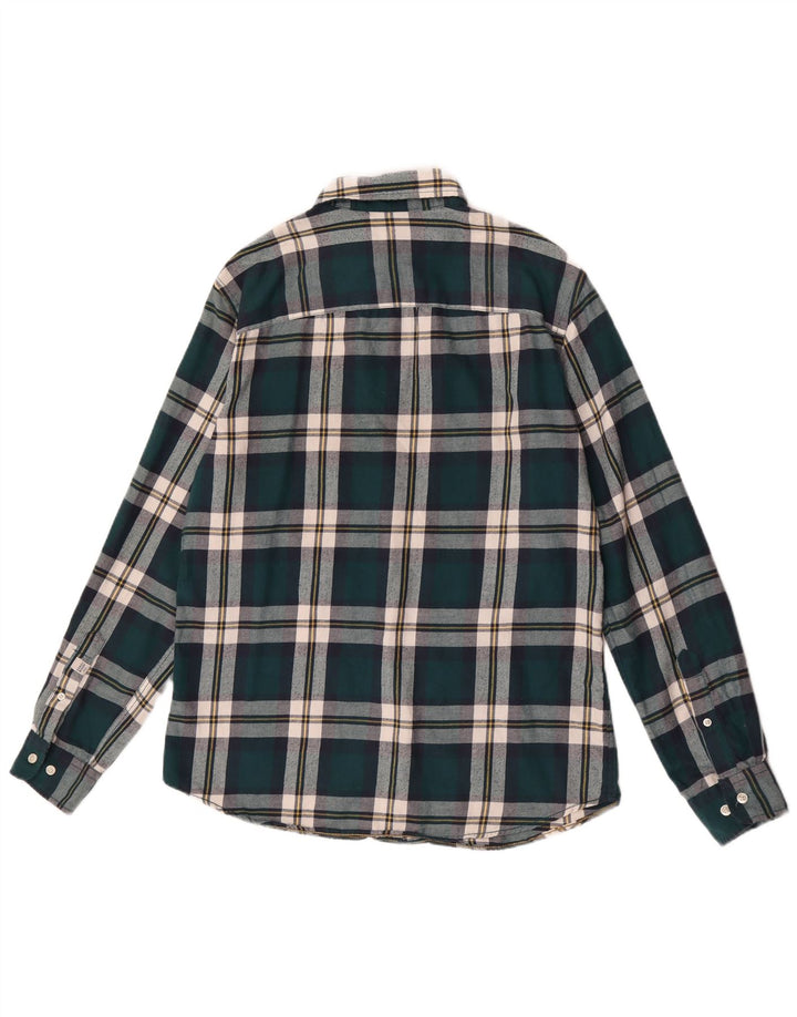 Jack & Jones Herren-Flanellhemd aus mittelgrüner, karierter Baumwolle