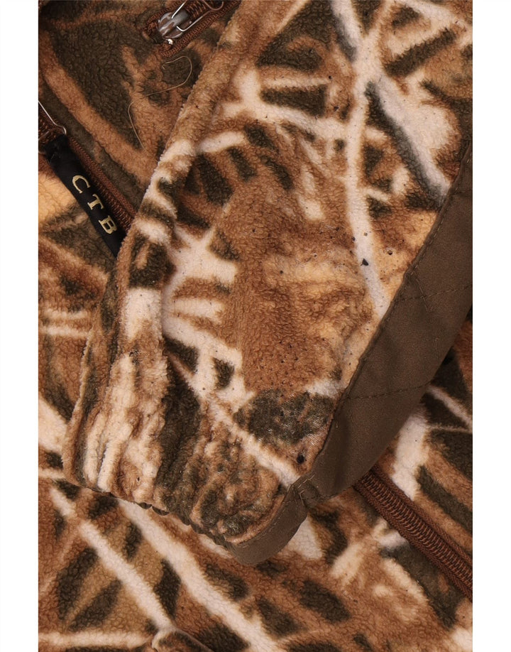 Vintage Herren Fleecejacke UK 36 Small Khaki Camouflage Polyester