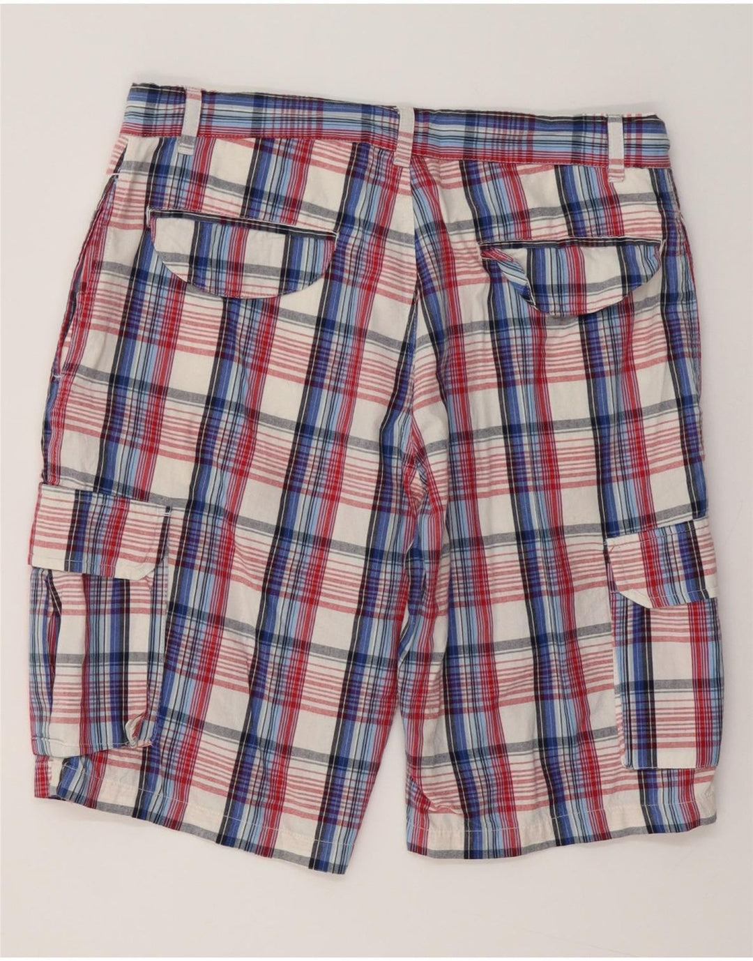 Brugi Herren-Cargo-Shorts, groß, W34, blau karierte Baumwolle