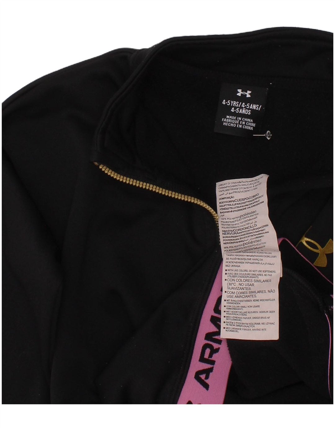 UNDER ARMOUR Mädchen-Sweatshirt mit Reißverschluss am Hals, 4–5 Jahre, Schwarz, Farbblock