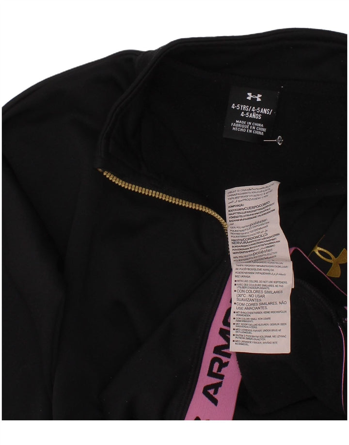 UNDER ARMOUR Mädchen-Sweatshirt mit Reißverschluss am Hals, 4–5 Jahre, Schwarz, Farbblock