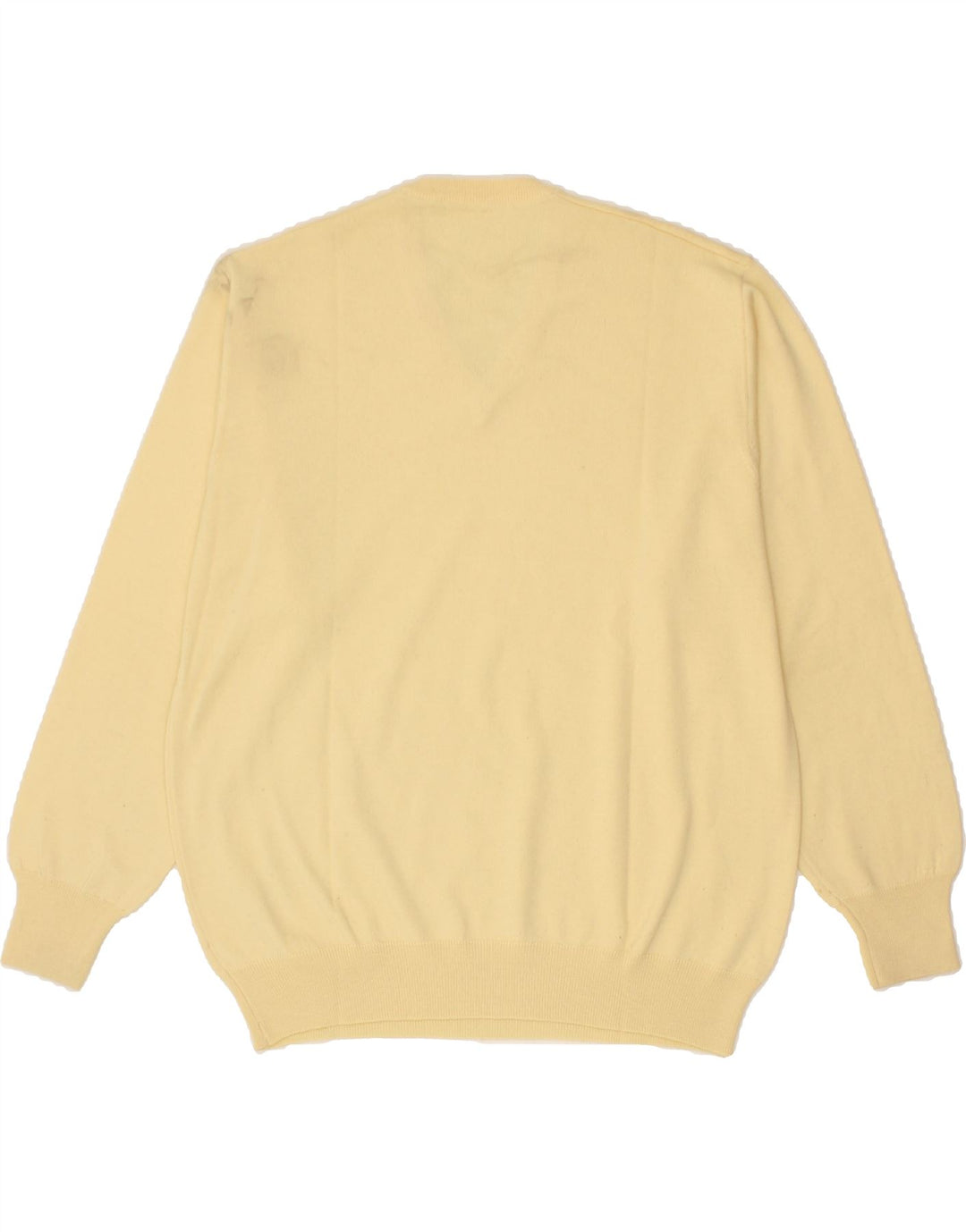 VINTAGE Mens V-Neck Jumper Sweater Large Beige Vintage Vintage and Second-Hand Vintage from Messina Hembry 