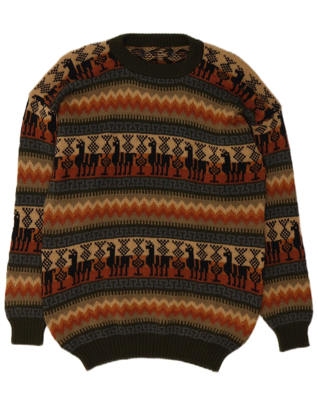 Vintage Herren-Pullover mit Rundhalsausschnitt, mittelgroß, mehrfarbig, Fair Isle