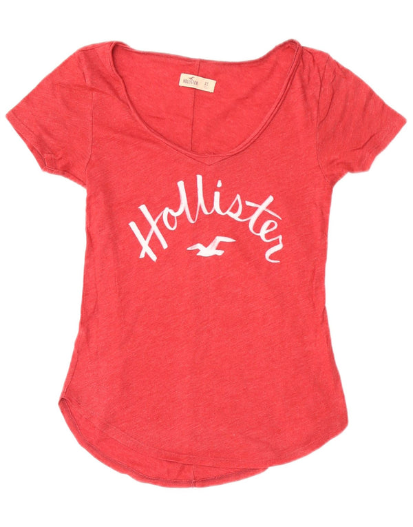 Hollister Damen Grafik-T-Shirt-Oberteil UK 4 XS Rot