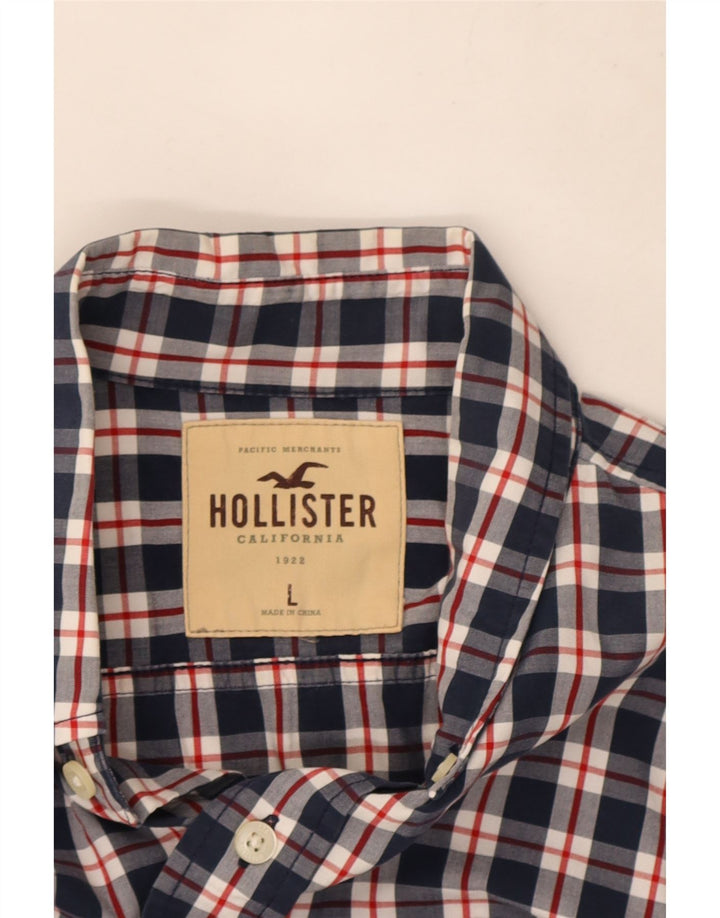 Hollister Herrenhemd, groß, marineblau, kariert, Baumwolle