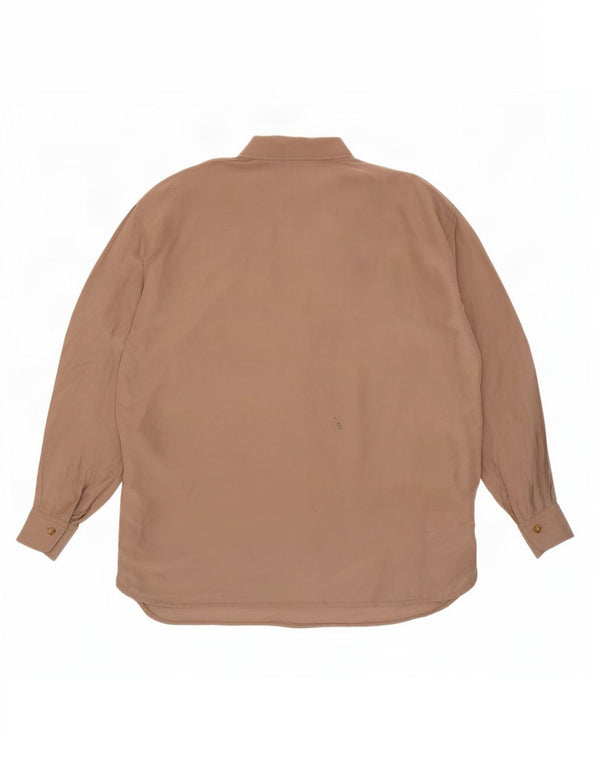 Vintage Damen Longline-Oversize-Hemd IT 44 Mittelbeige