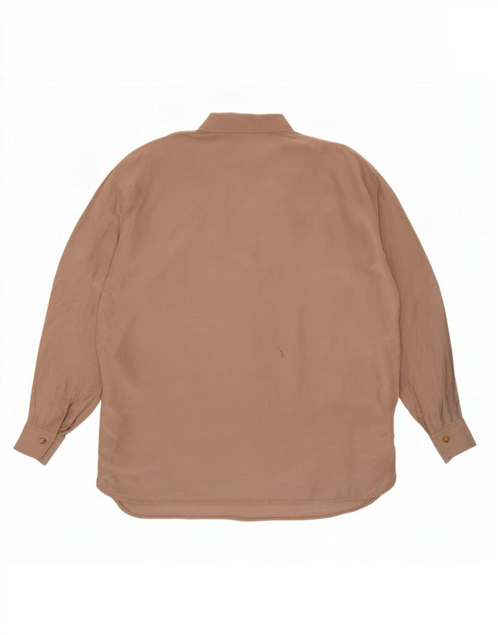 Vintage Damen Longline-Oversize-Hemd IT 44 Mittelbeige