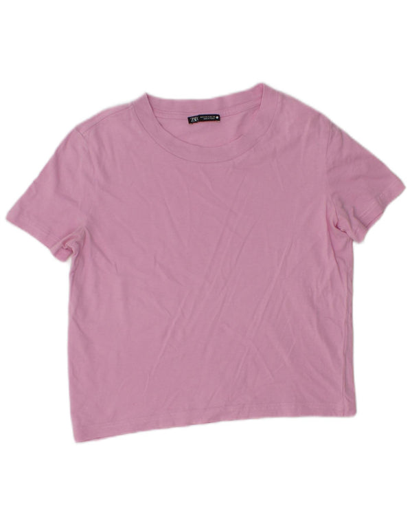 Zara Damen Crop T-Shirt Top UK 10 Small Pink