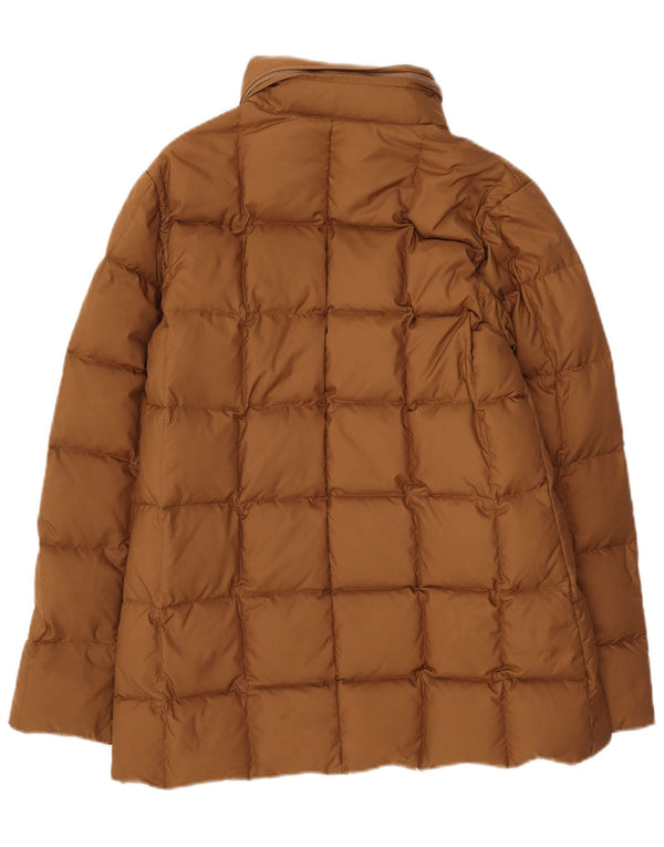 Alberto Aspesi Wattierte Damenjacke mit Kapuze, UK 14, Mittelbraun, Polyester