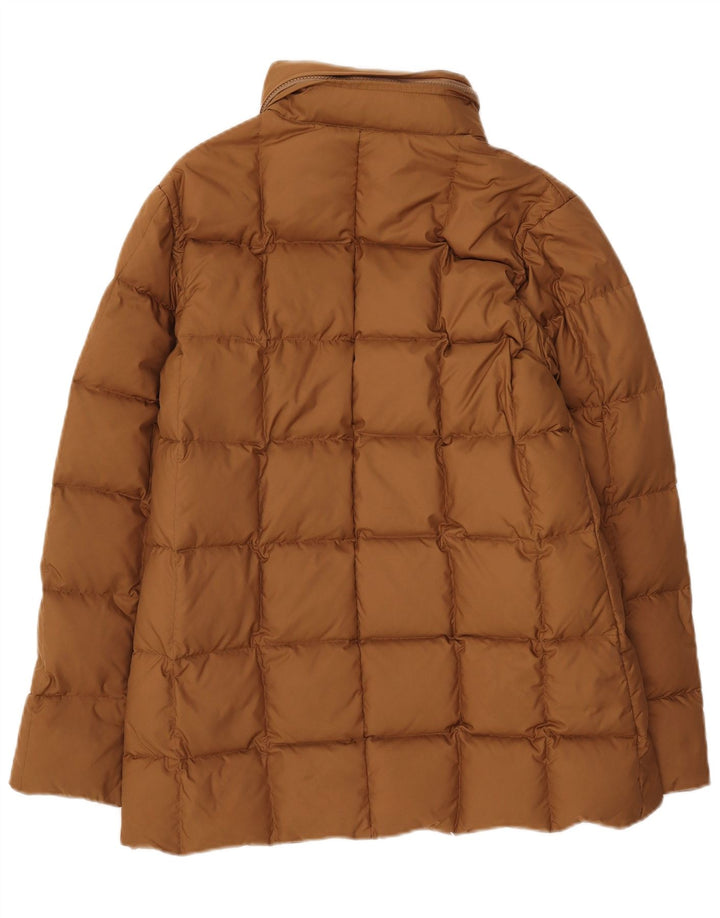 Alberto Aspesi Wattierte Damenjacke mit Kapuze, UK 14, Mittelbraun, Polyester