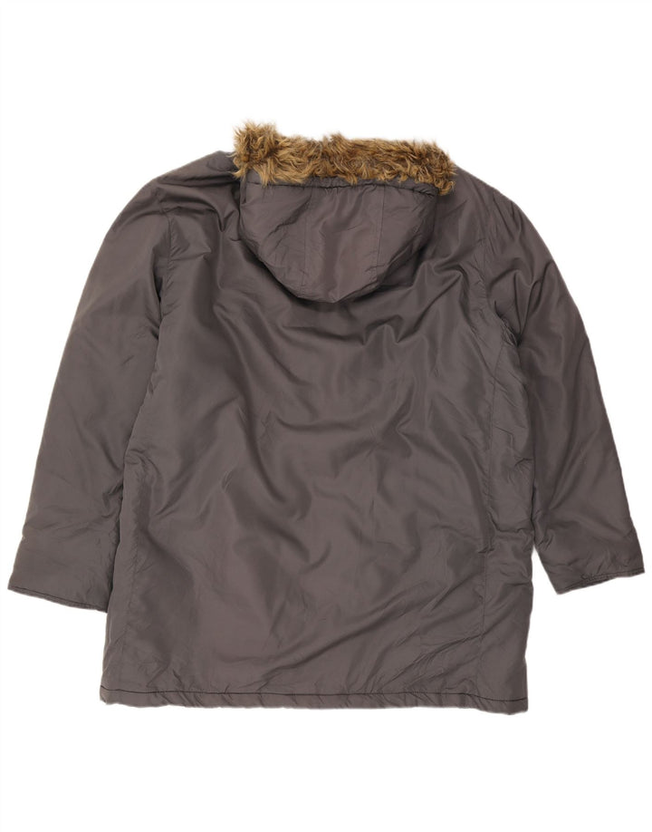 French Connection Wattierter Herrenmantel mit Kapuze, UK 42, XL, Grau, Polyester