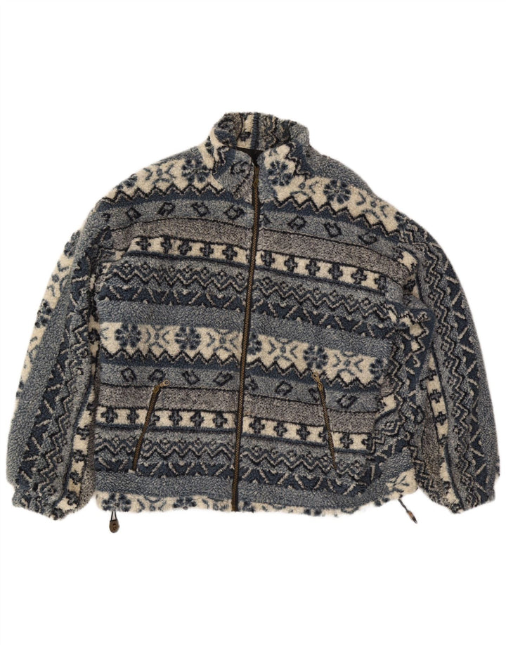 Vintage Herren Fleecejacke UK 40 Groß Blau Fair Isle