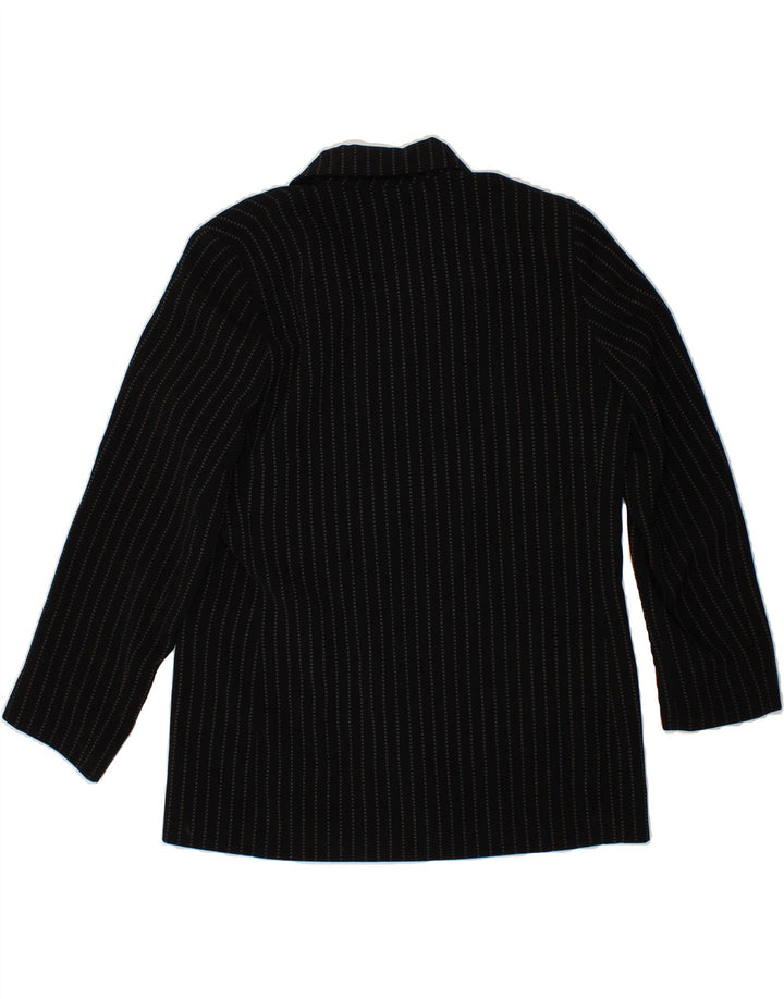 VINTAGE Womens 3 Button Blazer Jacket UK 16 Large Black Striped Vintage Vintage and Second-Hand Vintage from Messina Hembry 