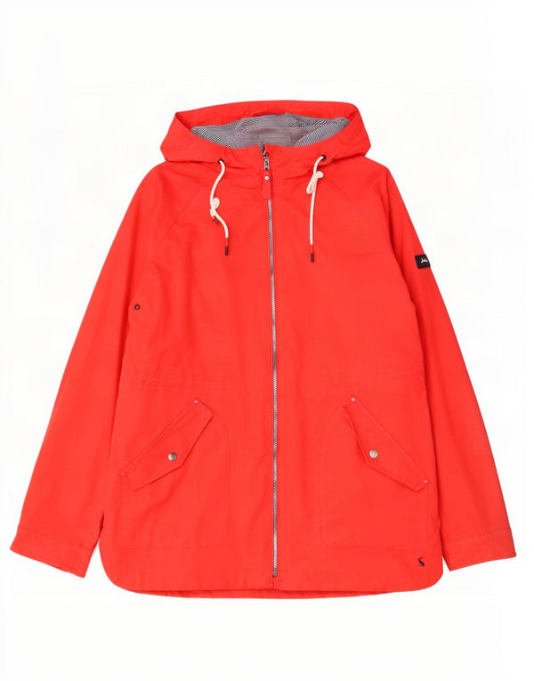 Joules Womens Hooded Oversized Rain Jacket UK 18 XL Red Cotton