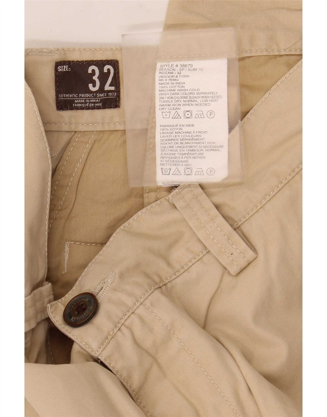 Timberland Herren Chinohose W32 L30 Beige Baumwolle
